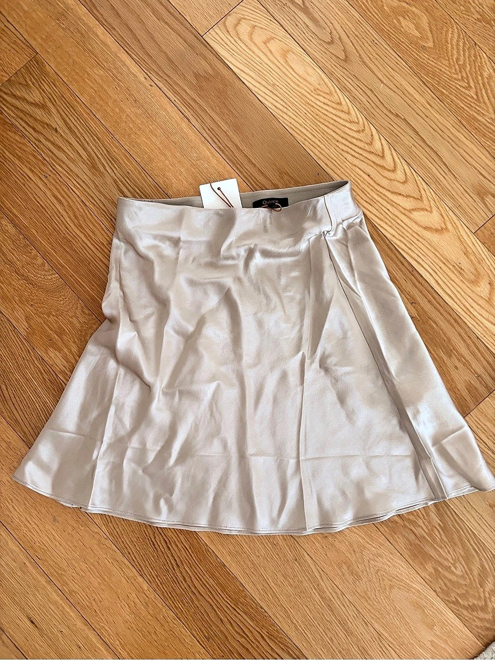Quince Champagne Satin A-Line Mini Skirt XS NWT